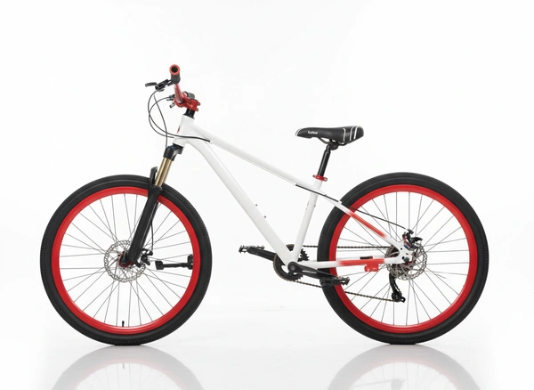 Custom Build mtb stunt cycle White and red combination with Alloy-steel body