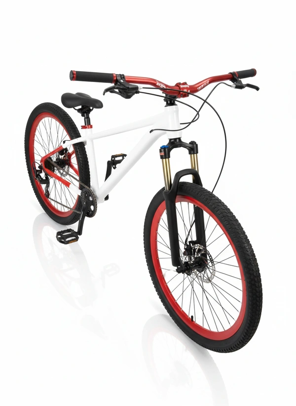 Custom Build mtb stunt cycle White and red combination with Alloy-steel body