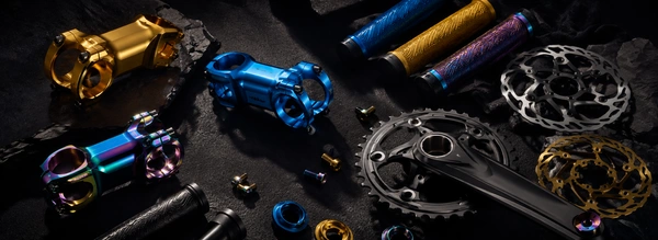 Premium bicycle components flatlay