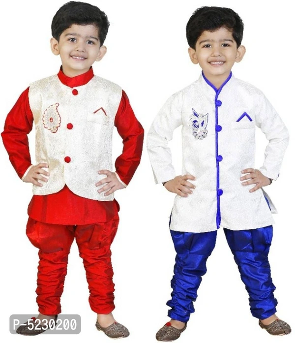 Kurta with Pyjama And Waistcoat Set For Boys- Pack Of 2 - Delivery within 6-8 business days., Art silk, Return Within 7 days of delivery. Full Refund., Free shipping, 2-3 Years, Kurta Set