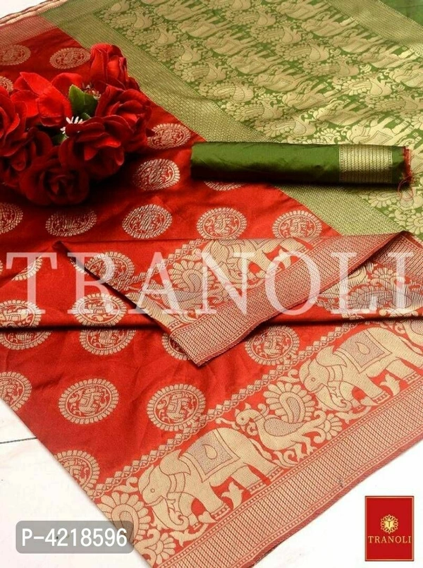 Tranoli Art Silk Woven Design Saree With Blouse Piece - Free shipping