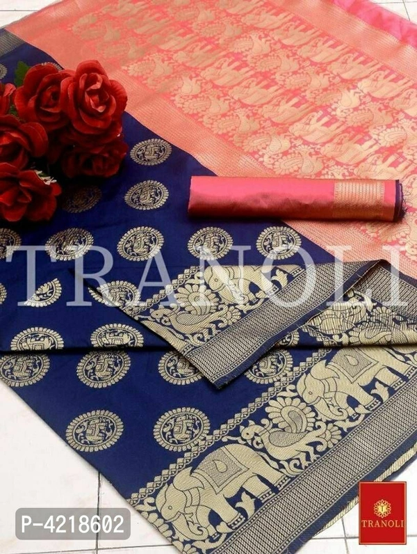Tranoli Art Silk Woven Design Saree With Blouse Piece - Free shipping