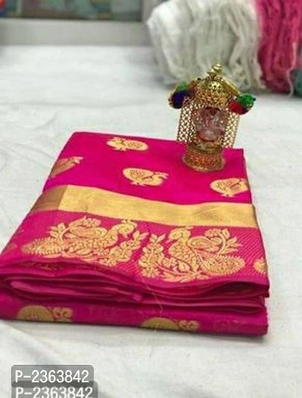 Jacquard Border Cotton Silk Saree With Matching Blouse - Free shipping