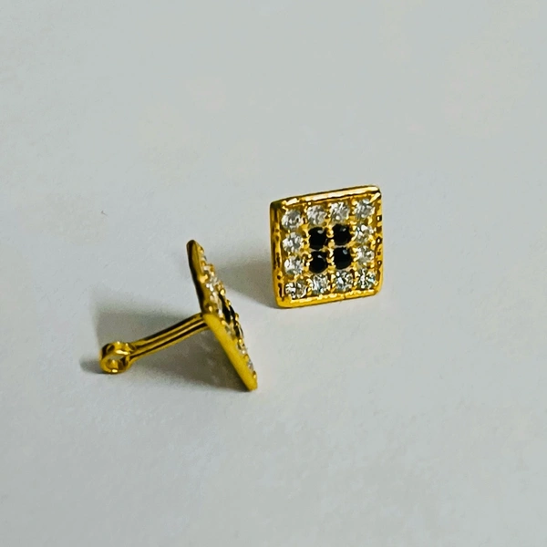 201 Gent’s Earring 16 Stone Square  - Black