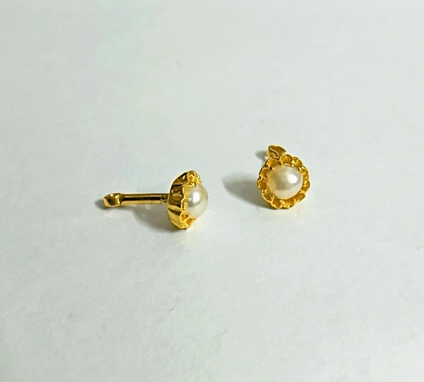 203 Gent’s Earrings Pearl & Stone - 14K