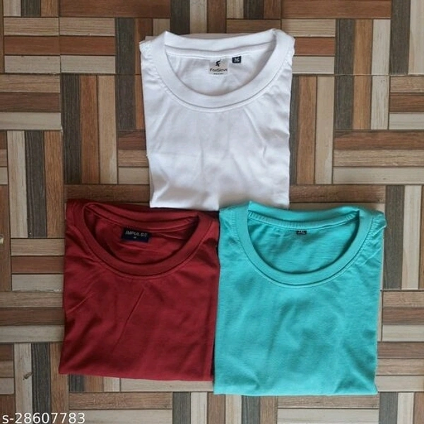 Combo Of 3 Basic T-shirt - cotton, XS (Chest Size: 34 in, Length Size: 23.5 in)