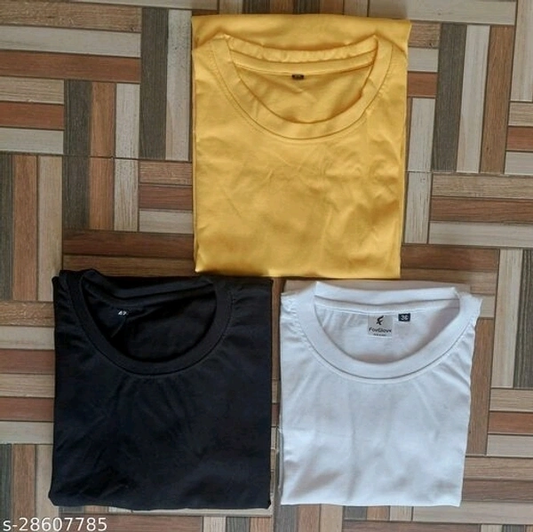 Combo Of 3 Basic T-shirt - cotton, XS (Chest Size: 34 in, Length Size: 23.5 in)