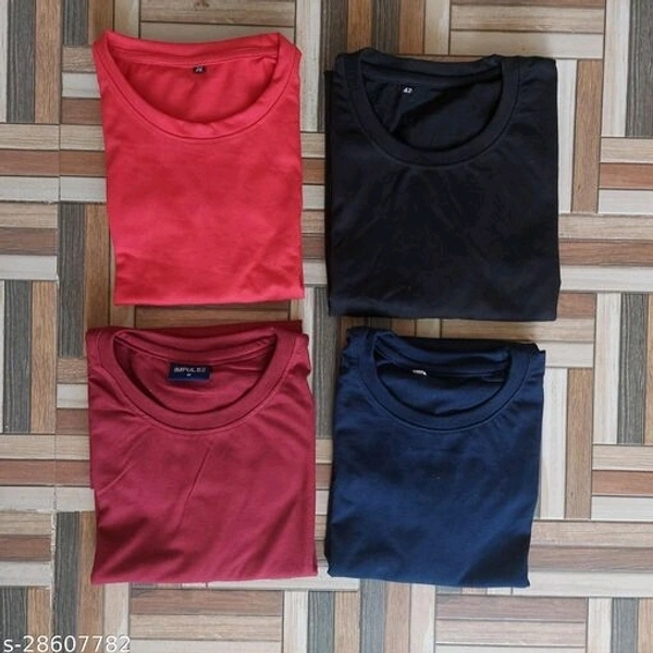 Combo Of 4 Basic T-shirt - cotton, XS (Chest Size: 34 in, Length Size: 23.5 in)