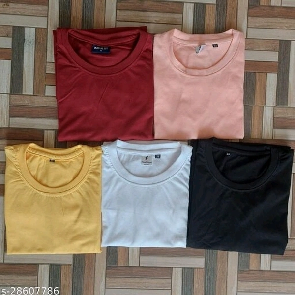 Combo Of 5 Basic T-shirt - cotton, XS (Chest Size: 34 in, Length Size: 23.5 in)