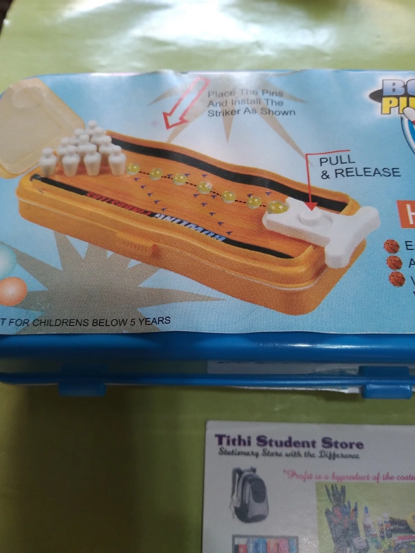 Bowling Pinbusters Game Pencil Box - Blue 