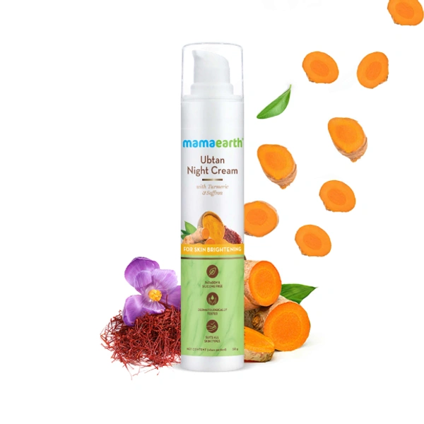 Mama Earth Ubtan Night Cream with Turmeric & Saffron for Skin Brightening – 50 g