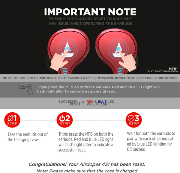 BoAt boAt Airdopes 431 / Airdopes 433 Bluetooth Headset Red ♥️ - Red