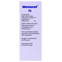 Monocef 2gm Injection  - Prescription Required