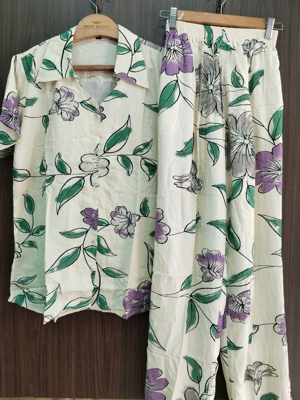 Night Suit (Co-ord Set) - off white, Medium