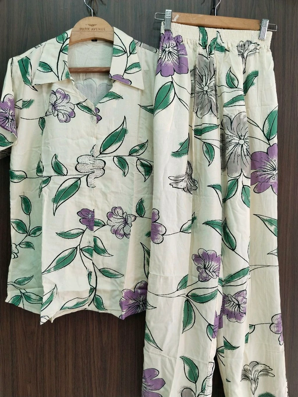 Night Suit (Co-ord Set) - off white, Medium