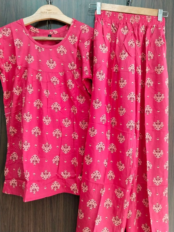 Womens Night Wear(Co-ord Set) - Red, Medium