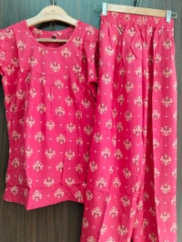 Womens Night Wear(Co-ord Set) - Red, Medium