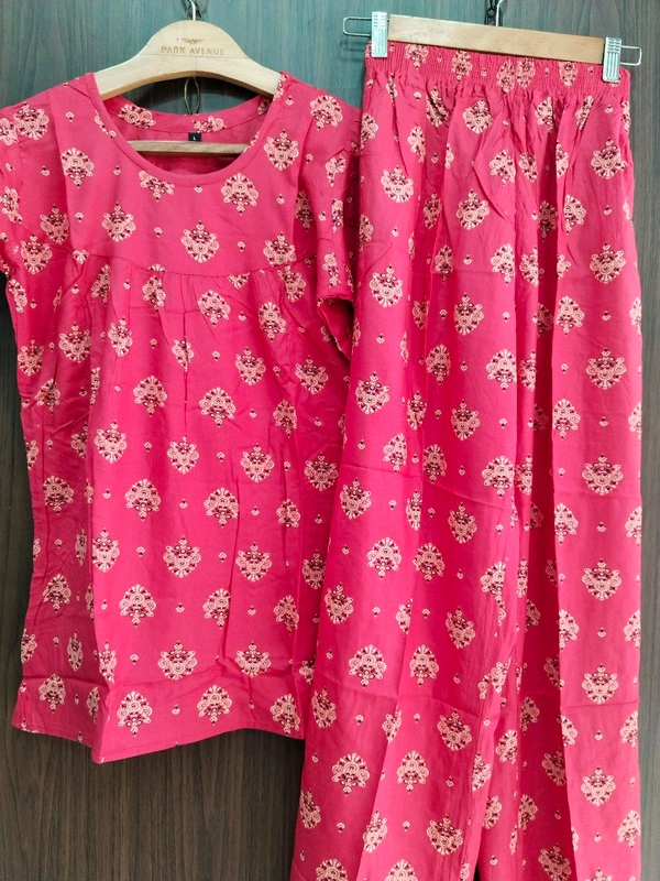 Womens Night Wear(Co-ord Set) - Red, Medium