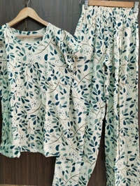 Womens Night Wear(Co-ord Set) - off white, Medium