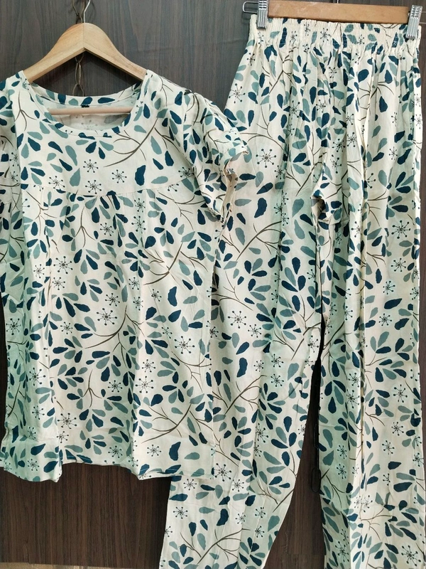 Womens Night Wear(Co-ord Set) - off white, Medium