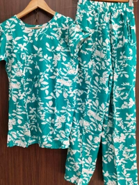 Womens Night Wear(Co-ord Set) - Eastern Blue, Medium