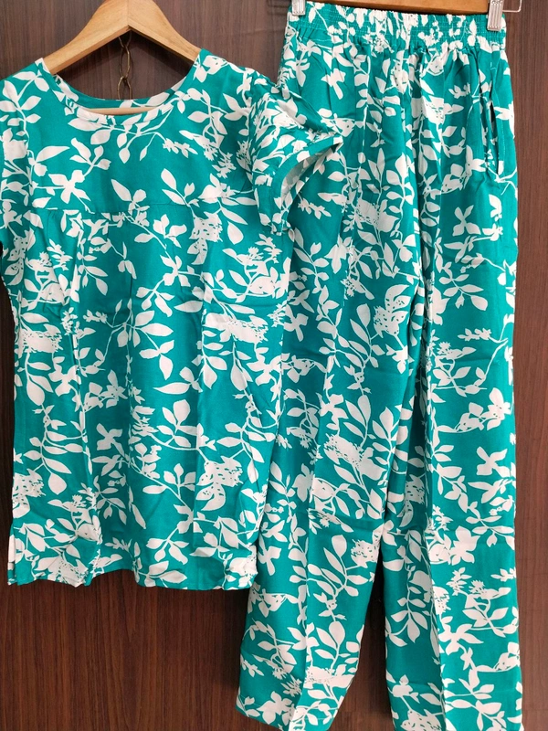 Womens Night Wear(Co-ord Set) - Eastern Blue, Large