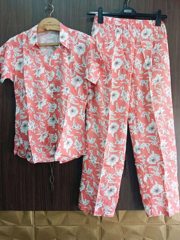 Womens Night Wear(Co-ord Set) - X-Large, light orange