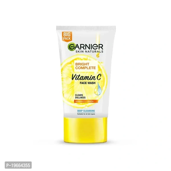 Garnier Skin Naturals Bright Complete Vitamin C Face Wash, 150g - Vitamin C Face Wash For Brighter and Glowing Skin - Suitable For all Skin Types