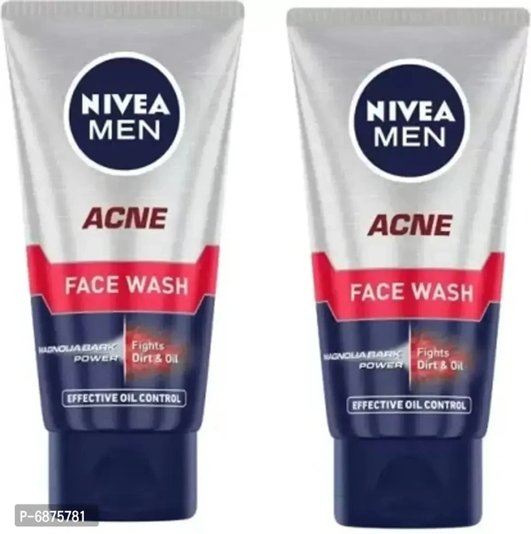 NIVEA MEN ACNE FACE WASH Fights Dirt & Oil (100g+100g)