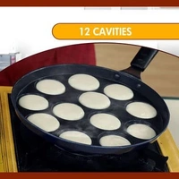 mart Single Handle 12 Cavity Appam Patra Paniyarakkal Paniyaram with Steel Lid Paniarakkal with Lid 1 L Capacity 23 cm Diameter (Aluminium, Non-Stick)