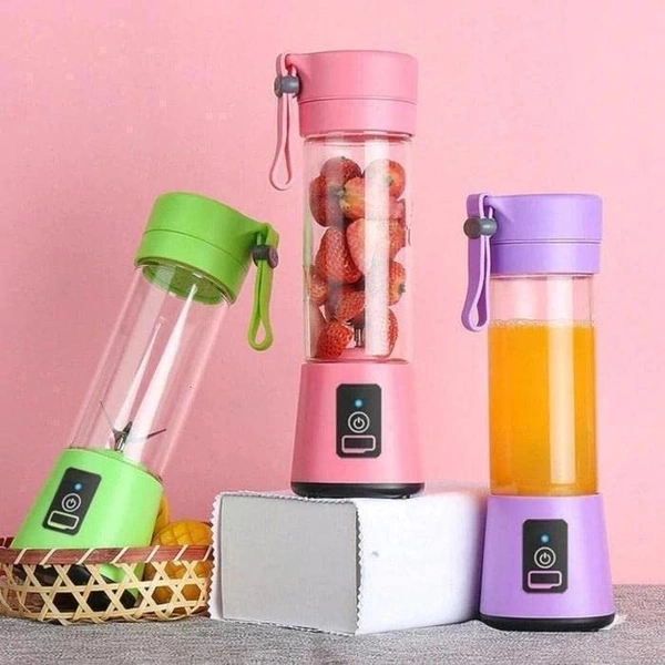 6 Blades Juicer Rechargeable Portable Electric USB Juicer Bottle Blender for Making Juice,Travel Juicer for Fruits and Vegetables,Juicer Maker Machine (MULTI-COLOUR) (Plastic) - Pink