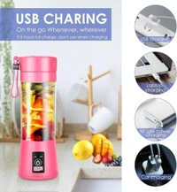 6 Blades Juicer Rechargeable Portable Electric USB Juicer Bottle Blender for Making Juice,Travel Juicer for Fruits and Vegetables,Juicer Maker Machine (MULTI-COLOUR) (Plastic) - Pink