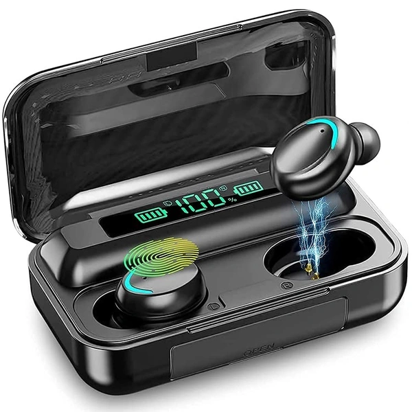 Ear Splashproof True Wireless Bluetooth Stereo Earbuds with Power Bank & Inbuilt Mic Earbuds, Splashproof with led