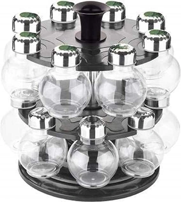 Multipurpose Plastic Big Revolving Spice Rack 16 in 1 / Masala Rack Set/Condiment Face, Nose Set/Spice Container Round Plastic Masala Spice Rack