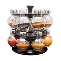 Multipurpose Plastic Big Revolving Spice Rack 16 in 1 / Masala Rack Set/Condiment Face, Nose Set/Spice Container Round Plastic Masala Spice Rack