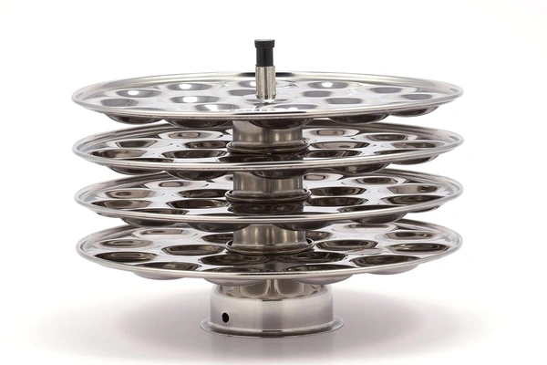 4 Plates Stainless Steel round Idly Stand/Idly Maker Makes 72 mini Idly at Once. (4 Plate mini Idli) (round mini idli 4 plate)
