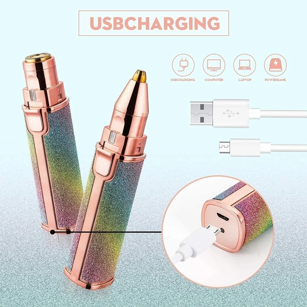 Portable eyebrow trimmer for women, epilator for women, facial hair remover for women,Face, Lips, Nose Hair Removal Electric Trimmer with Light (Rainbow)