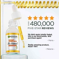 (Pack of 2 -30 ML) Garnier Skin Naturals, Face Serum, Increases Skins Glow Instantly and Reduces Spots Overtime, Bright Complete Vitamin C Booster, 30 ml - 2