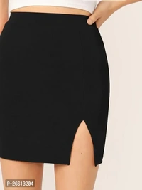 Stylish Polyester Black Solid Mini Skirt for Women - S