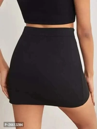 Stylish Polyester Black Solid Mini Skirt for Women - L