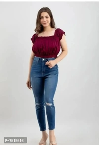 Casual Self Design Women Top - M, Brown