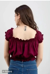 Casual Self Design Women Top - M, Brown