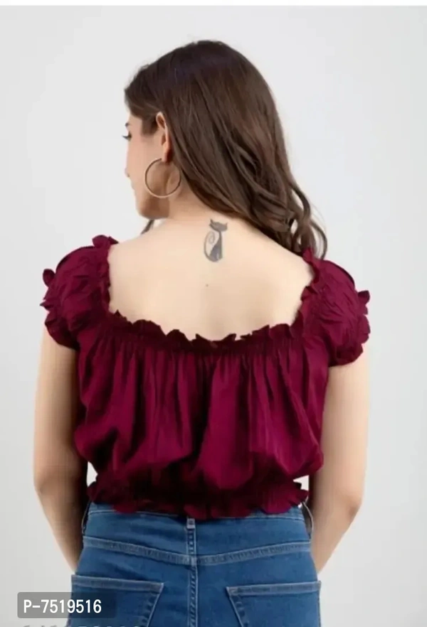 Casual Self Design Women Top - M, Brown