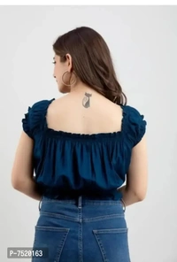 Casual Self Design Women Top - M, Blue