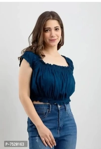 Casual Self Design Women Top - M, Blue