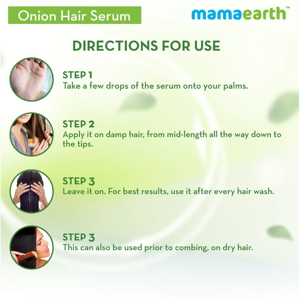 Mama Earth Onion Hair Serum with Onion and Biotin for Strong, Frizz-Free Hair - 100 ml Reduces Frizz & Tangles | Minimizes Hair Breakage