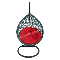 Zecado Aqua outdoor & indoor swing chair in Turquoise & Black with Red Cushion - Turquise