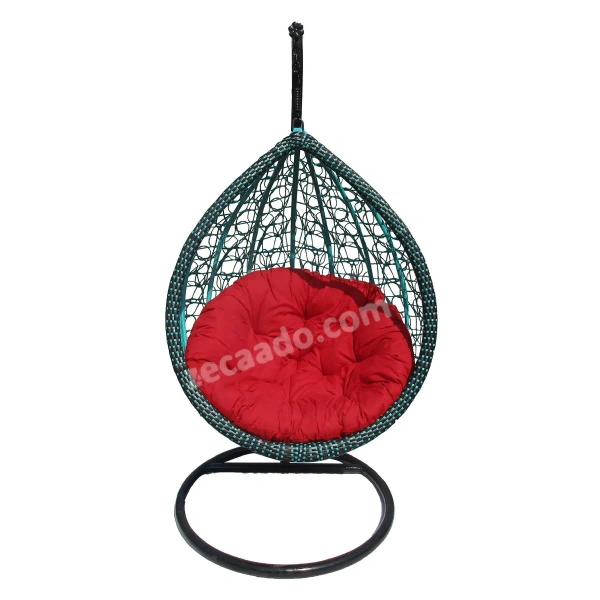 Zecado Aqua outdoor & indoor swing chair in Turquoise & Black with Red Cushion - Turquise