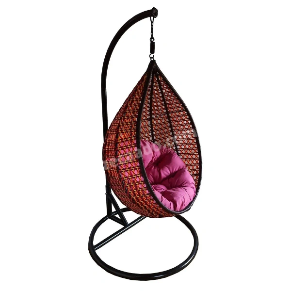 Zecado Bucket Swing Chair for Garden & Outdoor in Multi Colors with Pink Cushion - Pink