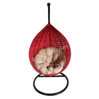 Zecado Bucket Swing Chair for Garden & Outdoor in Red with Fawn Cushion - Red